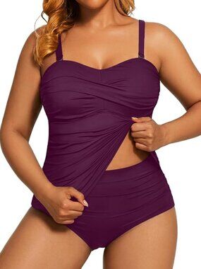 NWT Womens Two Piece Plus Size Tankini Bathing Suits SZ 20W